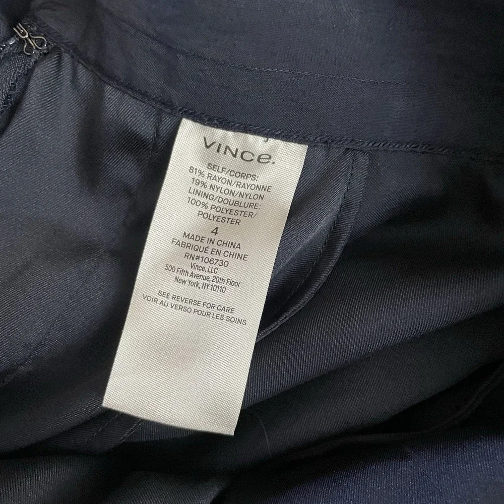 VINCE‎ Navy Pleated Side Tie Culottes Wide Leg Pants Hematite Blue Sz 4 $265 B37 - Picture 7 of 12